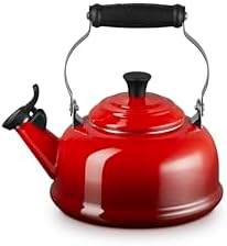 Le Creuset Enamel On Steel Whistling Tea Kettle, 1.7 qt., Cerise/Black Knob by Unknown