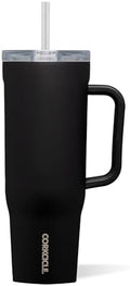 Corkcicle Cruiser Tumbler with Handle & Straw, 40 oz, Black Bows by Corkcicle