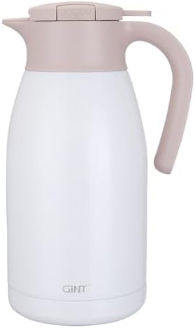 GiNT 1.9L / 64Oz Thermal Coffee Carafe, Insulated Stainless Steel Coffee Carafes for Keeping Hot/Double Walled Vacuum Thermal Carafe (White) by WelcometoGiNT