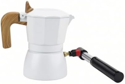 Qianly Italian Coffee Pot with Manual Pump Pressurized Pneumatic Coffee Maker Compact for Home Baristas, White, Pneumatic Third Generation Double Valve Moka Pot + Manual Air Pump by Unknown