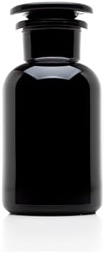 Infinity Jars 250 ML (8.4 Fl oz) Black Ultraviolet Blocking Glass Apothecary Jar Airtight Smell‑Proof Refillable Container for Herbs, Spices, Tea & Essential Oils 3-Pack by InfinityJars