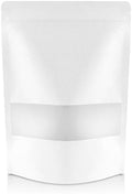 DiRose White Kraft Stand Up Pouches with Window, Reclosable Food Storage Bags, Heat Sealable Stand Up Pouch for Coffee, Candy, Nuts, Tea, Spices – 12 oz (300 Pack) by DiRose