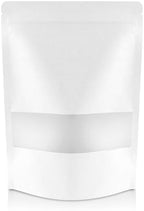 DiRose White Kraft Stand Up Pouches with Window, Reclosable Food Storage Bags, Heat Sealable Stand Up Pouch for Coffee, Candy, Nuts, Tea, Spices – 12 oz (300 Pack) by DiRose