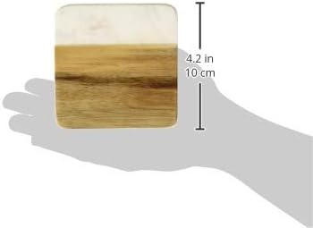 Twine Marble and Acacia Coasters, Modern Square Coasters, Acacia Wood, Marble, Protect Tables and Surfaces, Set of 4 - Image 3