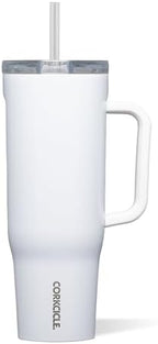 Corkcicle Cruiser Tumbler with Handle & Straw, 40 oz, White by Corkcicle