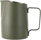 Milk Pitcher Stainless Steel Espresso Steaming Pitcher Latte Art Jug Froth Cup with Oblique Mouth Pointed Nozzle Smooth Handle Foam Control, Green 450ML by Unknown