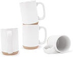 Elanze Designs Tall Ribbed Raw Clay Bottom White 16 ounce Ceramic Coffee Mugs Set of 4 by ElanzeDesigns