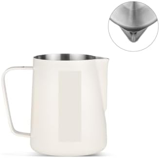 450ml 600ml Steaming Milk Pitcher Art Coffee Milk Foam Jug Stainless Steel Milk Steam Pitcher Cafe Bar Accessorie(White 600ml) - Image 2