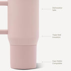 HydroJug Traveler 20oz Kids Insulated Tumbler with Handle, Dusty Rose - Image 3