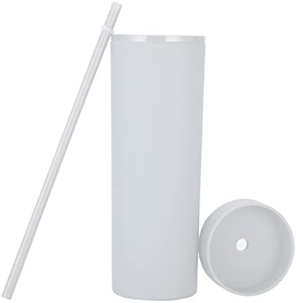 16oz Skinny Tumblers Bulk.Matte White Tumblers with Lids and Straws.Double Walled Plastic Acrylic Pastel Tumbler Cups for Iced Coffee Smoothie.DIY Slim Tumbler. - Image 3