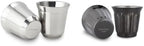 Easyworkz Stainless Steel Espresso Cup 2pcs Set Double Wall Insulated Metal Demitasse Cups 5 oz, Bundled with Double-Wall Espresso Cups 5 oz Set of 2, Vertical Stripe Design, Gunmetal by Easyworkz