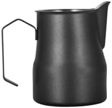 350ml/500ml 304 Stainless Steel Coffee Pitcher Milk Frothing Cup Cream Maker Barista Craft Espresso Latte(350ML Black) by Unknown