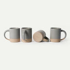 MORA Medium Mugs Set of 4, 16oz Ceramic Pottery Latte Mugs/Coffee Cups - Microwave and Dishwasher Safe - Peppercorn by MORA
