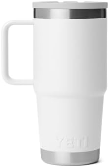 YETI Rambler 20 oz Travel Mug with Flip Straw Lid – Stainless Steel, Vacuum Insulated, Leakproof, Cup Holder Friendly, White - Image 5