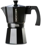 WECOOK! Bella Espresso Maker, Black, Aluminium, Mocha Coffee Maker, 6 Cups (300 ml), Silicone Seal & Safety Valve, Suitable for Gas, Electric and Glass Ceramic - Not for Induction by WECOOK%21