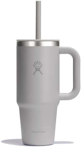 Hydro Flask Travel Tumbler with Handle, Lid and Straw - Insulated Stainless Steel in 24 Oz Tonal Birch by Unknown