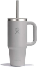 Hydro Flask Travel Tumbler with Handle, Lid and Straw - Insulated Stainless Steel in 24 Oz Tonal Birch by Unknown