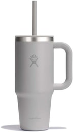 Hydro Flask Travel Tumbler with Handle, Lid and Straw - Insulated Stainless Steel in 24 Oz Tonal Birch by Unknown