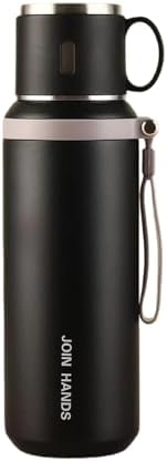 316 Stainless Steel Fitness Sports Vacuum Bottle with handle, Large Capacity Macaron Thermal Mug/14/20/27/37oz (Black,20) by XUNPENG
