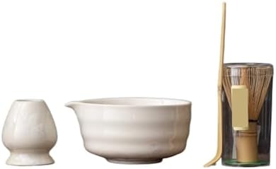 1-8PCS Glaze Matcha TeaSet With Strainer Spoon Bowl Reusable Whisk Holder Set(4PCS-WH) by Unknown
