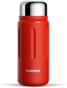 BOBBER 46 oz Stainless Steel Vacuum Insulated Water Bottle with Removable Tea Infuser & Cup Lid – Keeps Hot 45 Hours, Cold 65 Hours – Dishwasher Safe, BPA-Free, Leak-Proof Thermo for Hot Drinks (Red) by Bobber