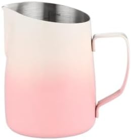 Milk Frother Cup Stainless Steel 450ML Coffee Milk Frothing Pitcher Jug 304 Stainless Steel Precise Scale Latte Barista Professional CafeUtensil(Pink) by Unknown