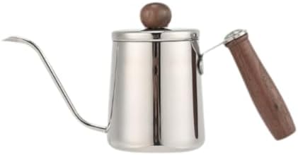 Kettle with Long Gooseneck Spout, Stainless Steel, Non-Slip Natural Wood Handle, Ideal for Regulating Water, Suitable, Silver by Unknown