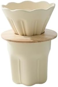 Ceramic Coffee Filter Cup Reusable Filters Set With Wood Stand Funnel Dripper Flower Accessorie(Yellow set) by Unknown