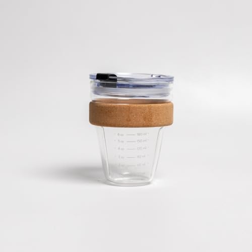 SWANZ Glass Swirl Cup 15oz with Cork Band & Lid – Coffee, Tea & Iced Drinks by SWANZ