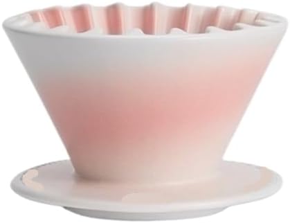 Compatible With Travel，Barista Accessories,Pour Over Coffee Maker Ceramic Cake Coffee Filter Dripper Reusable Filter Cone Drip Holder(1-2 Cup Pink) by Unknown