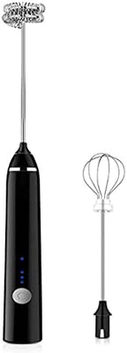 Stainless Steel Motor Milk Frother - Handheld Frother Whisk, Milk Foamer Frother, Mini Blender and Electric Mixer for Coffee, Frappe, Latte, Matcha (Color : Black) by Unknown
