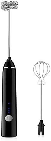 Stainless Steel Motor Milk Frother - Handheld Frother Whisk, Milk Foamer Frother, Mini Blender and Electric Mixer for Coffee, Frappe, Latte, Matcha (Color : Black) by Unknown