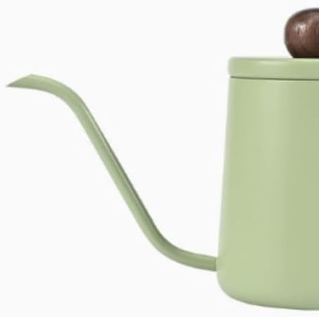 Kettle with Long Gooseneck Spout, Stainless Steel, Non-Slip Natural Wood Handle, Ideal for Regulating Water, Suitable, Green - Image 4
