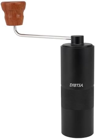 DIBTSA Manual Coffee Grinder, Capacity 0.9 Ounce, Stainless Steel Conical Burr Mill, Finer to Coarser Adjustable Setting, Portable for Office, Home Outdoor, Black by DIBTSA