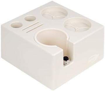 IKAPE ABS Espresso Knock Box, 7-in-1 Coffee Tool Organizer Storage Station for 51,54,58MM Tamper, Distributor, Portafilter & Puck Screen Espresso Accessories(White) by IKAPE