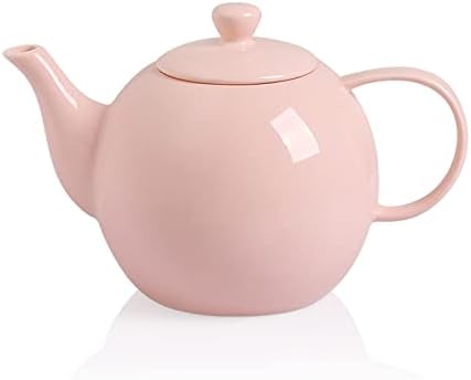 Sweejar Ceramic Tea Pots,40OZ Porcelain Teapot with Infuser(Pink) by Sweejarco1949