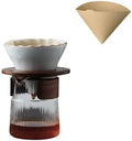 Ceramic Pour Over Coffee Maker Set with Glass Jug, Walnut Wood Base, Heat-Resistant Server, Compatible with 01 Filter Paper (Blue) by Unknown