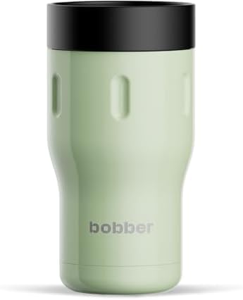 BOBBER 12 oz Insulated Tumbler with 360 Lid – 100% Leak-Proof, Stainless Steel Coffee Cup with Screw On Lid, BPA-Free, Dishwasher Safe – Coffee Travel Mug, Fits Car Cup Holder (Sage Green) by Bobber