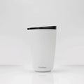 Huskee 12oz Stainless Steel Coffee Cup, Reusable, Stackable, Insulated, Ceramic-Lined, with Lid, Travel Cup for Hot Drinks (White) by Huskee