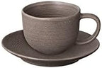 Blomus KUMI Stoneware Coffee Cups w/Saucers - Espresso Color - Set of 2-6.4oz / 190ml - Pottery by blomus