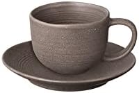 Blomus KUMI Stoneware Coffee Cups w/Saucers - Espresso Color - Set of 2-6.4oz / 190ml - Pottery by blomus