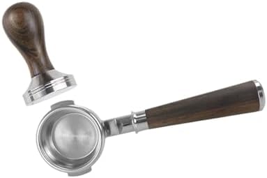 Compatible With BES920, 980, 990, 58mm Bottomless Portafilter, Stainless Steel Naked Coffee Handle, Cafe Accessories(Black Wood Set) by Unknown