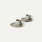 MORA Espresso Mug Set of 2 with Saucers, 4 oz Ceramic Cups for Espresso and Small Coffee Moments, Microwave and Dishwasher Safe - Thyme by MORA