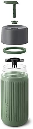 BLACK + BLUM Glass Travel Cup | Durable, Lightweight On-the-Go Tumbler, Lid Lock, Leak-proof - Perfect for Hot & Cold Drinks | Fits in Bike Bottle Cages & Car Cup Holders | Olive, 11 oz / 340ml - Image 3