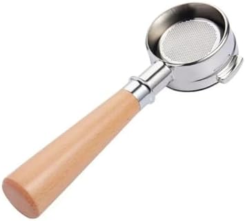 58mm Bottomless Coffee Portafilter,Compatible For La Marzocco，2-ear Steel Modified Solid Wood Handle Filter Barista Tool(Style a) by Unknown