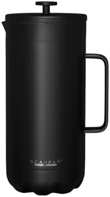 Scanpan to GO French Press Coffee Maker 1.0L, Black - Serves 8 Cups - 18/8 Food Grade Stainless Steel, Drip-Free Spout - Scratch-Free Coating - Dishwasher Safe by Scanpan