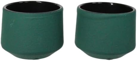 Ebros Gift Pack Of 4 Japanese Traditional Tetsubin Style Textured Surface Cast Iron Tea Cups Teacups Drinkware Tea Service Far East Decorative Accent (Green Modern Kokuyo) - Image 4