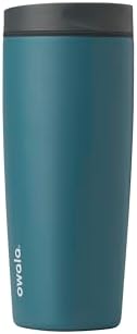 Owala SmoothSip Slider Insulated Stainless Steel Coffee Tumbler, Reusable Iced Coffee Cup, Hot Coffee Travel Mug, BPA Free 20 oz, Grey/Blue (High Dive) by Unknown