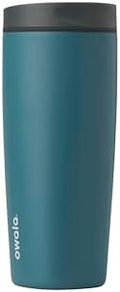 Owala SmoothSip Slider Insulated Stainless Steel Coffee Tumbler, Reusable Iced Coffee Cup, Hot Coffee Travel Mug, BPA Free 20 oz, Grey/Blue (High Dive) by Unknown