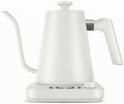 Electric Kettle Gooseneck Kettle With Long Spout Temperature Control Kettle With Digital Display And Rotary Knob 304 Stainless Steel Rapid Heating suitable for pour over coffee use, White by Unknown